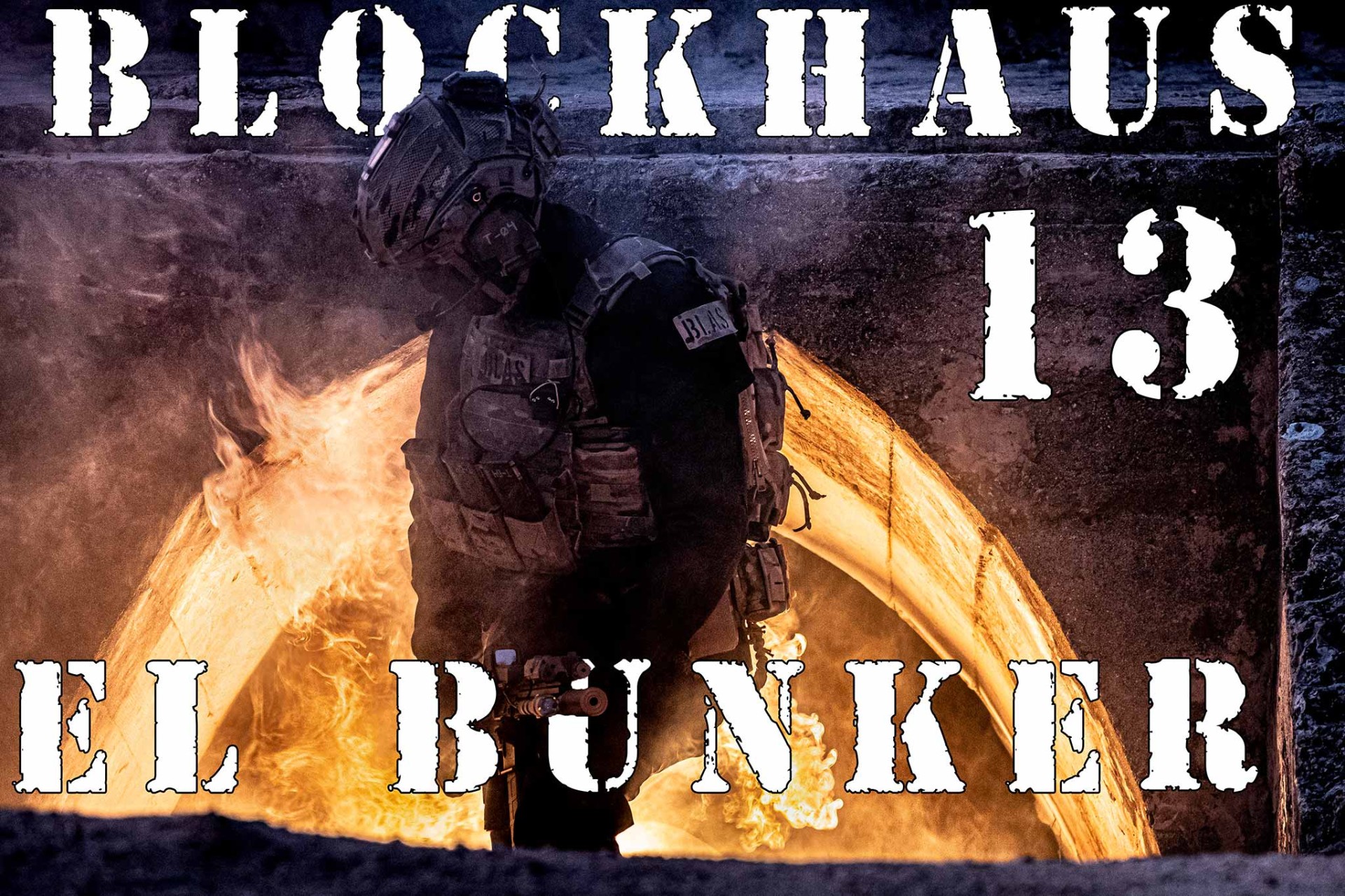 fototactica, jugador de airsoft posando para cámara en bunker blockhaus13 de Colmenar de Arroyo en Madrid